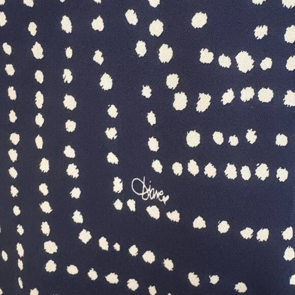 Diane Von Furstenberg DVF Polka Dotted Silk A Line Ruffled Skirt Size 6 Navy - Picture 4 of 10